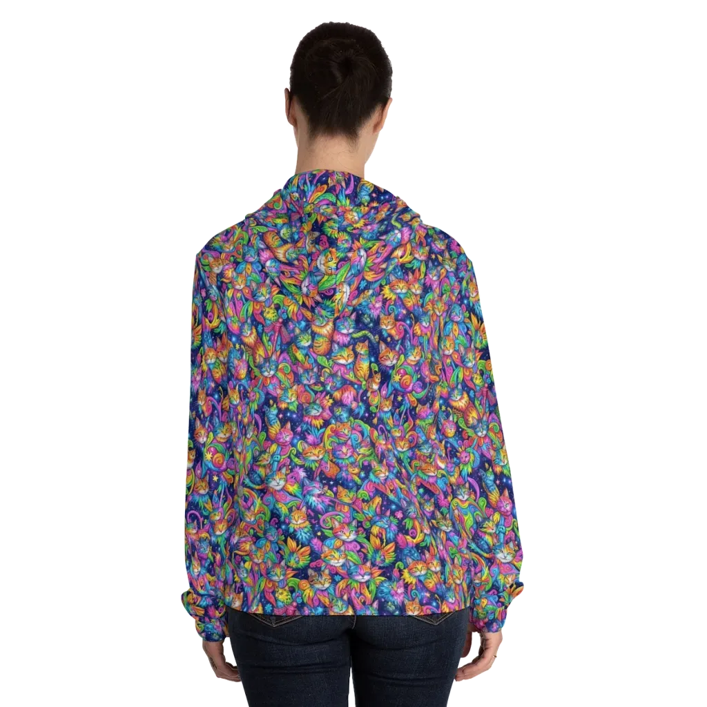 Cosmic Catacomb on Women's Full-Zip Hoodie — Back On Person