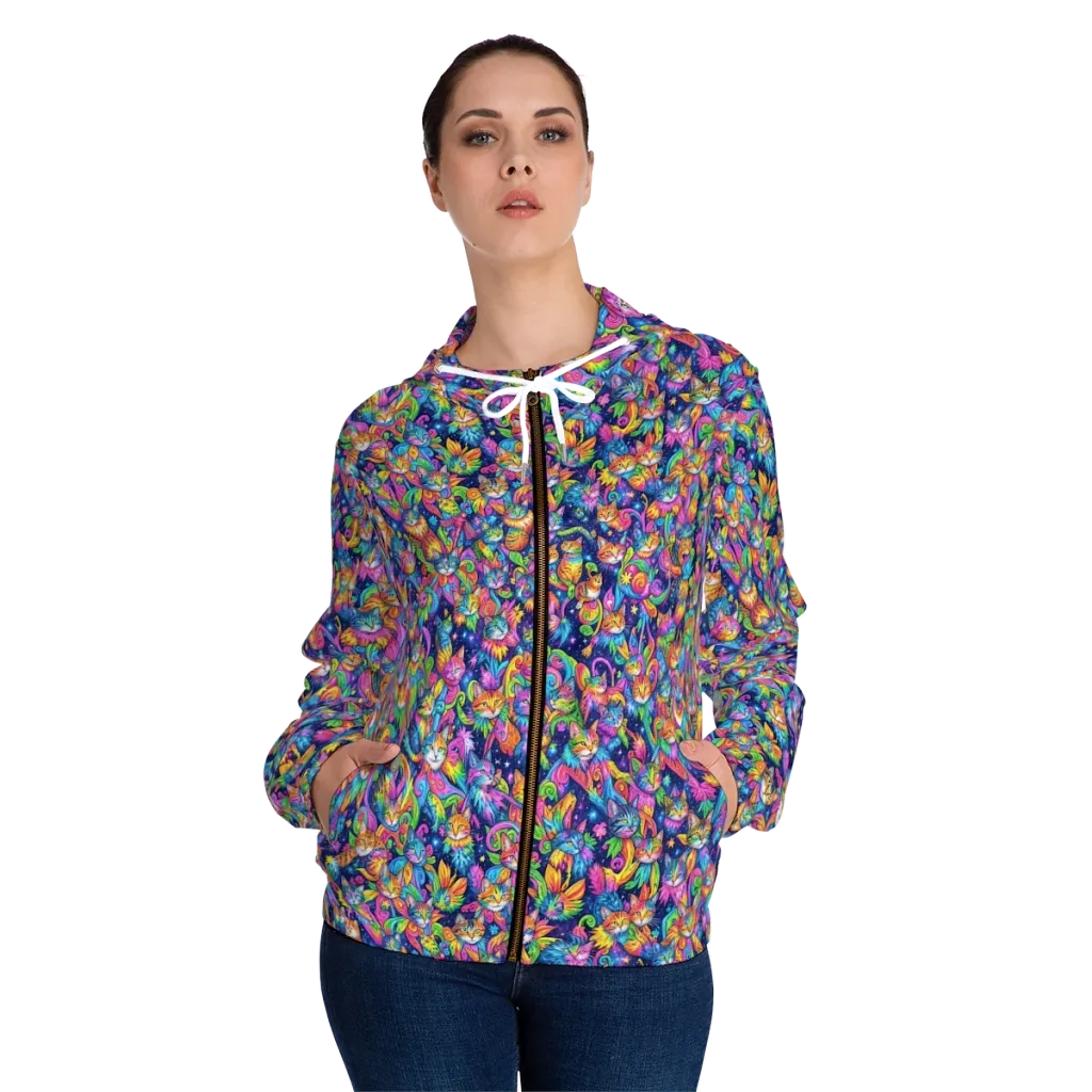 Cosmic Catacomb on Women's Full-Zip Hoodie — Front On Person