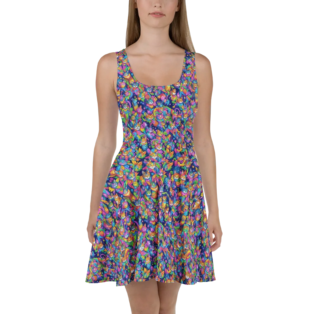 Cosmic Catacomb on Skater Dress — Front