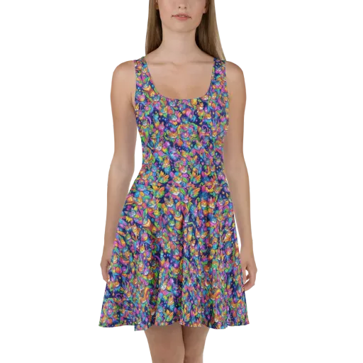 Cosmic Catacomb on a Skater Dress