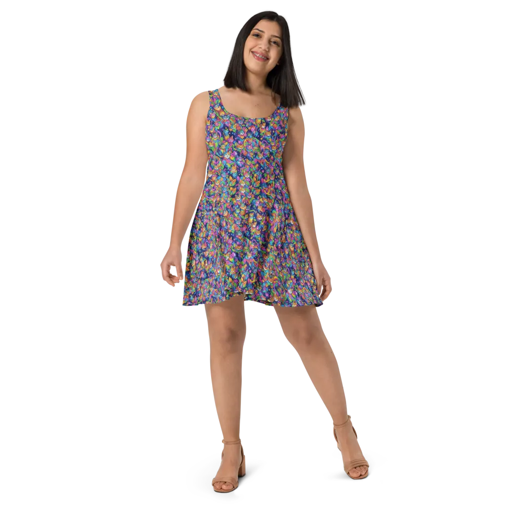 Cosmic Catacomb on Skater Dress — Front