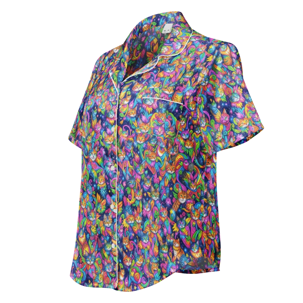 Cosmic Catacomb on Women's Short Sleeve Pajama Top — Left Front