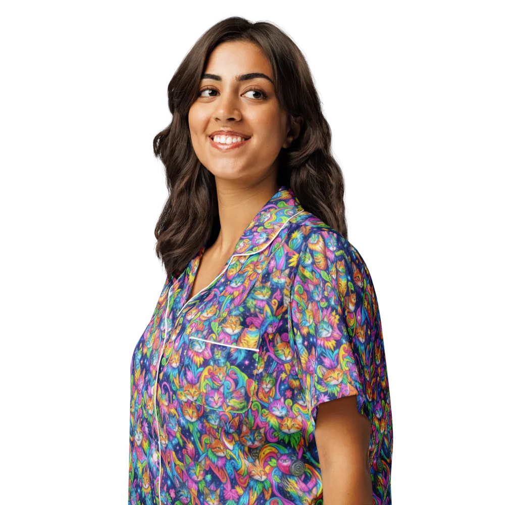 Cosmic Catacomb on Women's Short Sleeve Pajama Top — Left Front