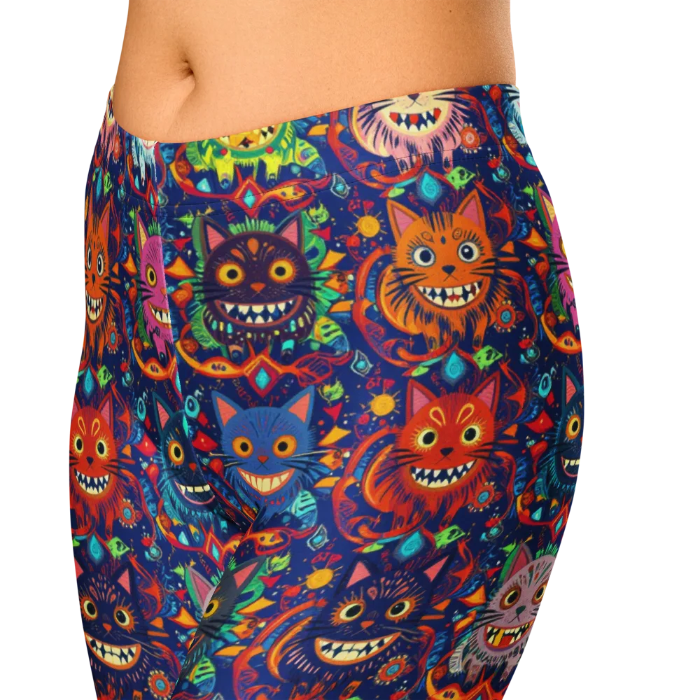 Grinning Cat Carnival on Capri Leggings — Zoomed-in