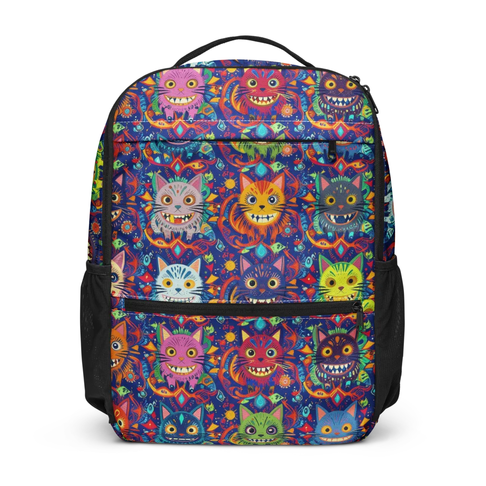 Grinning Cat Carnival on Utility Backpack — Front