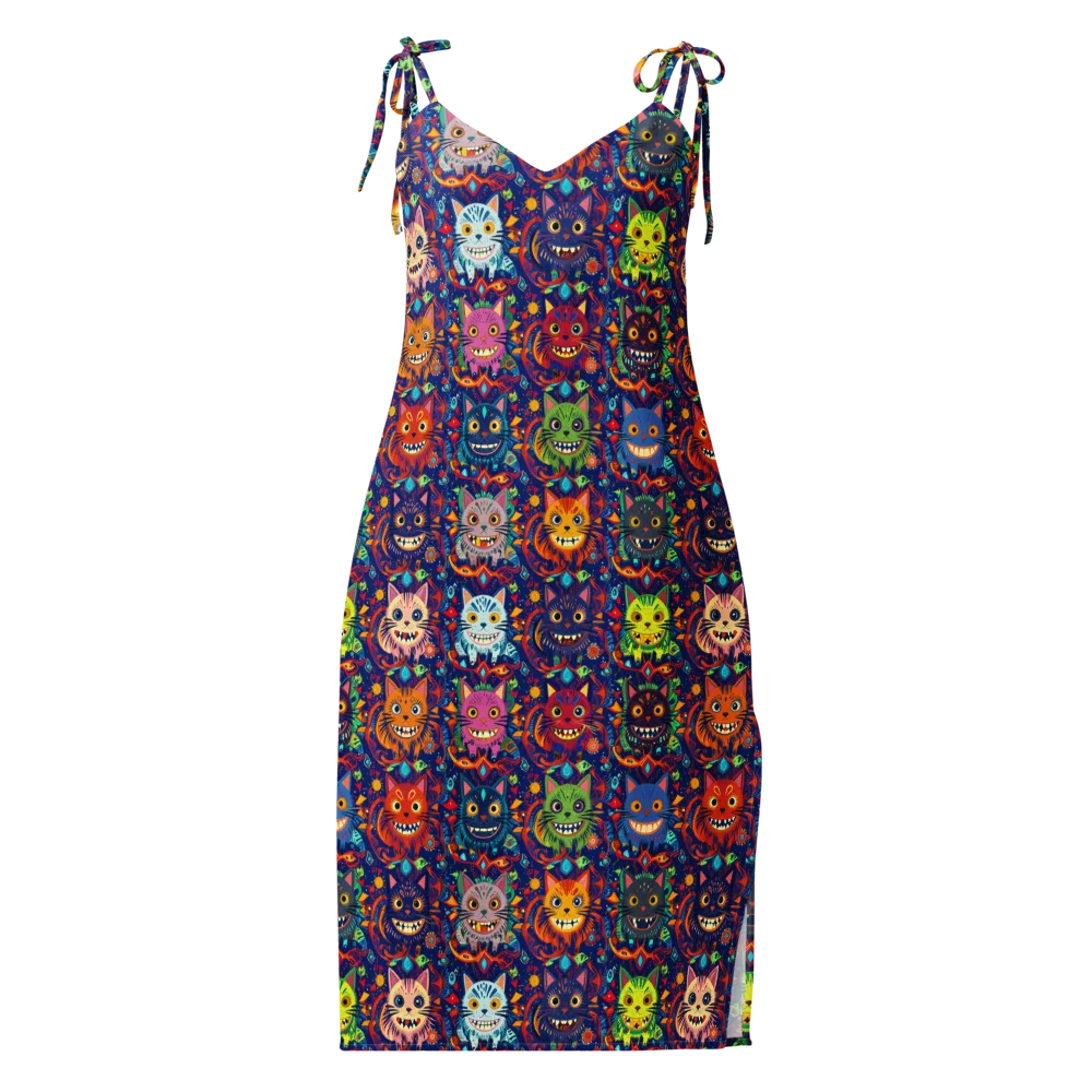 Grinning Cat Carnival on Slip Dress — Front
