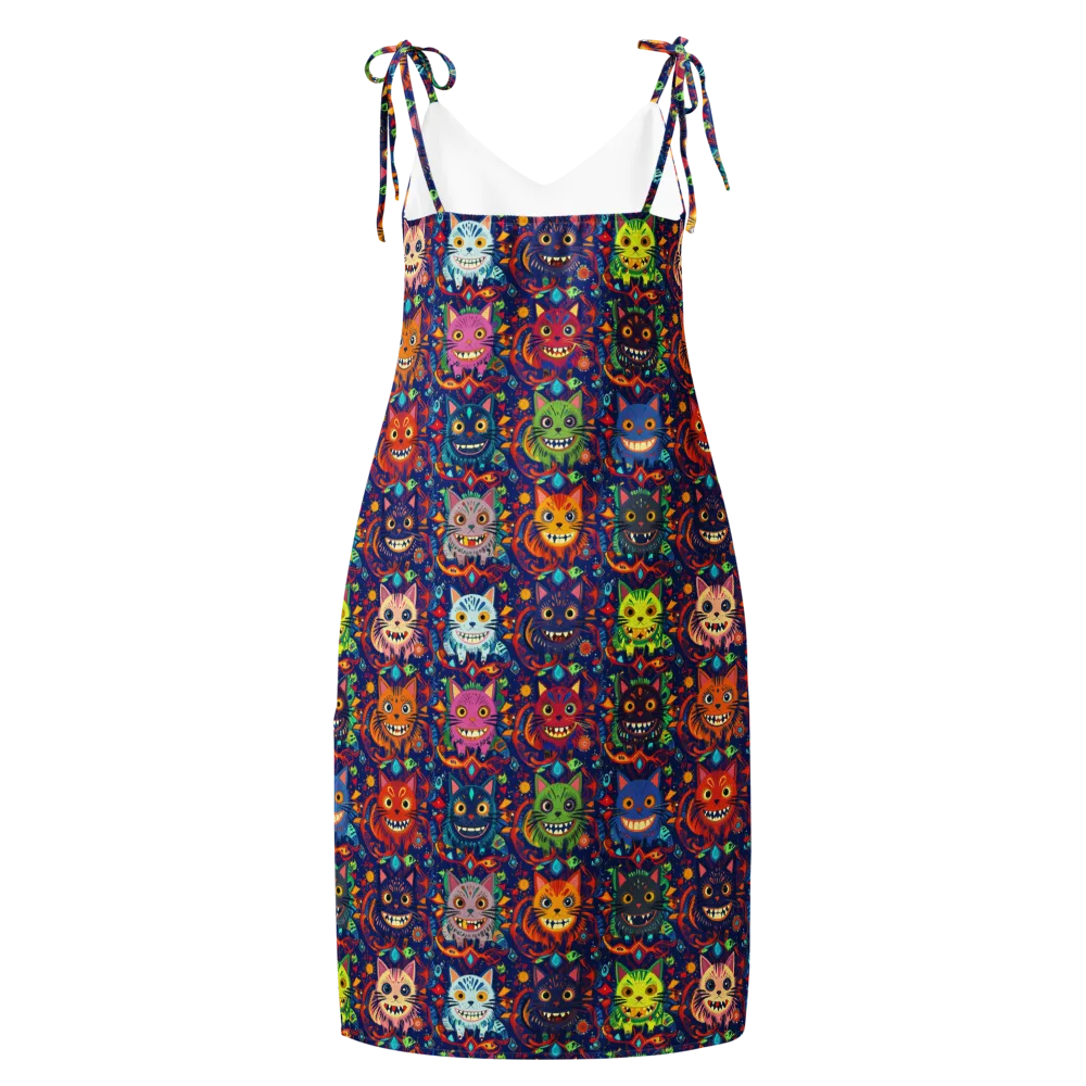 Grinning Cat Carnival on Slip Dress — Back