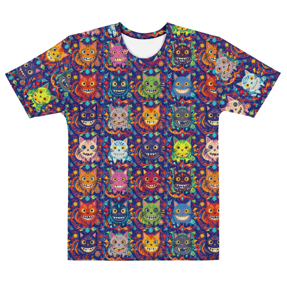Grinning Cat Carnival on Men's Cotton Crew Neck T-Shirt — Front