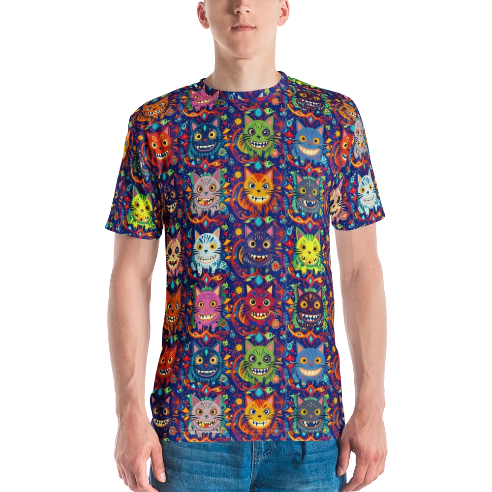 Grinning Cat Carnival on Men's Crew Neck T-Shirt — Front