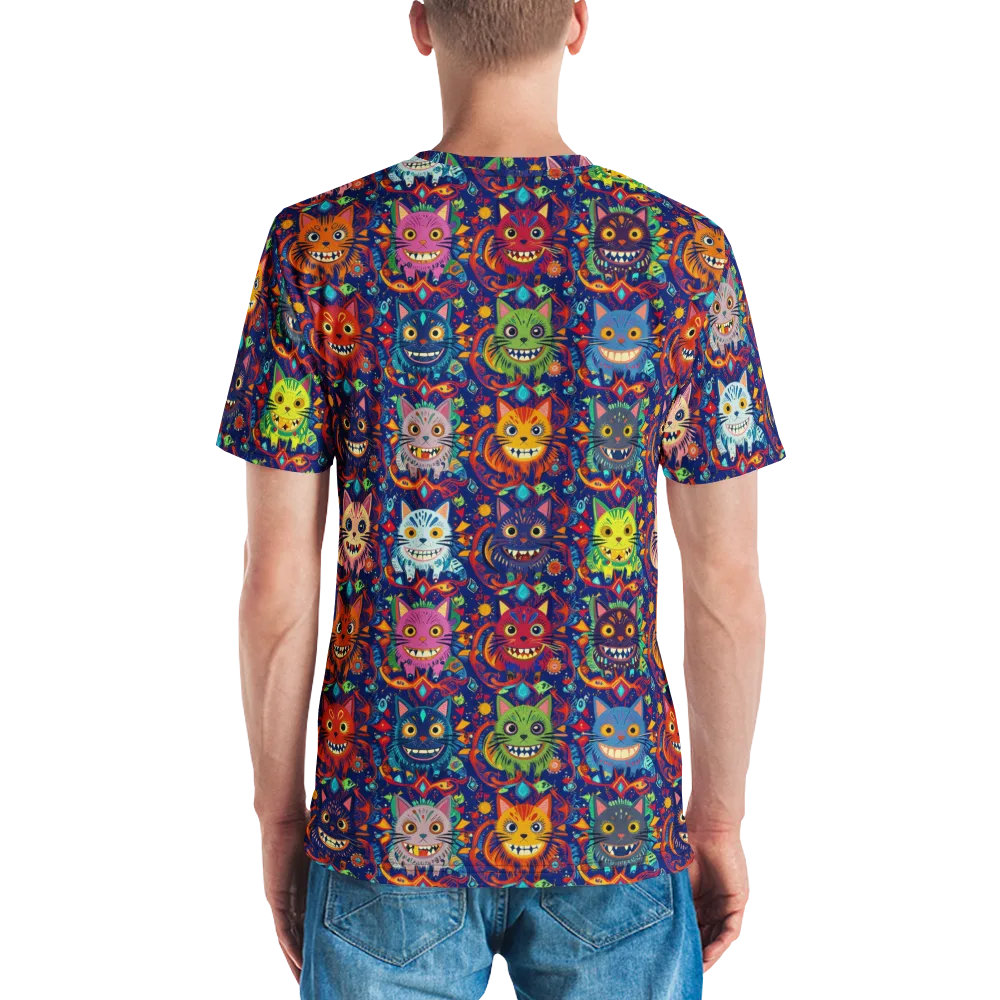 Grinning Cat Carnival on Men's Crew Neck T-Shirt — Back