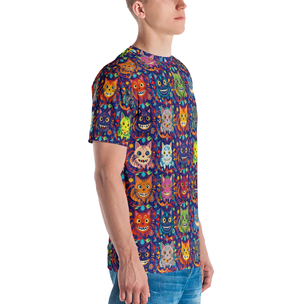 Grinning Cat Carnival on Men's Crew Neck T-Shirt — Right