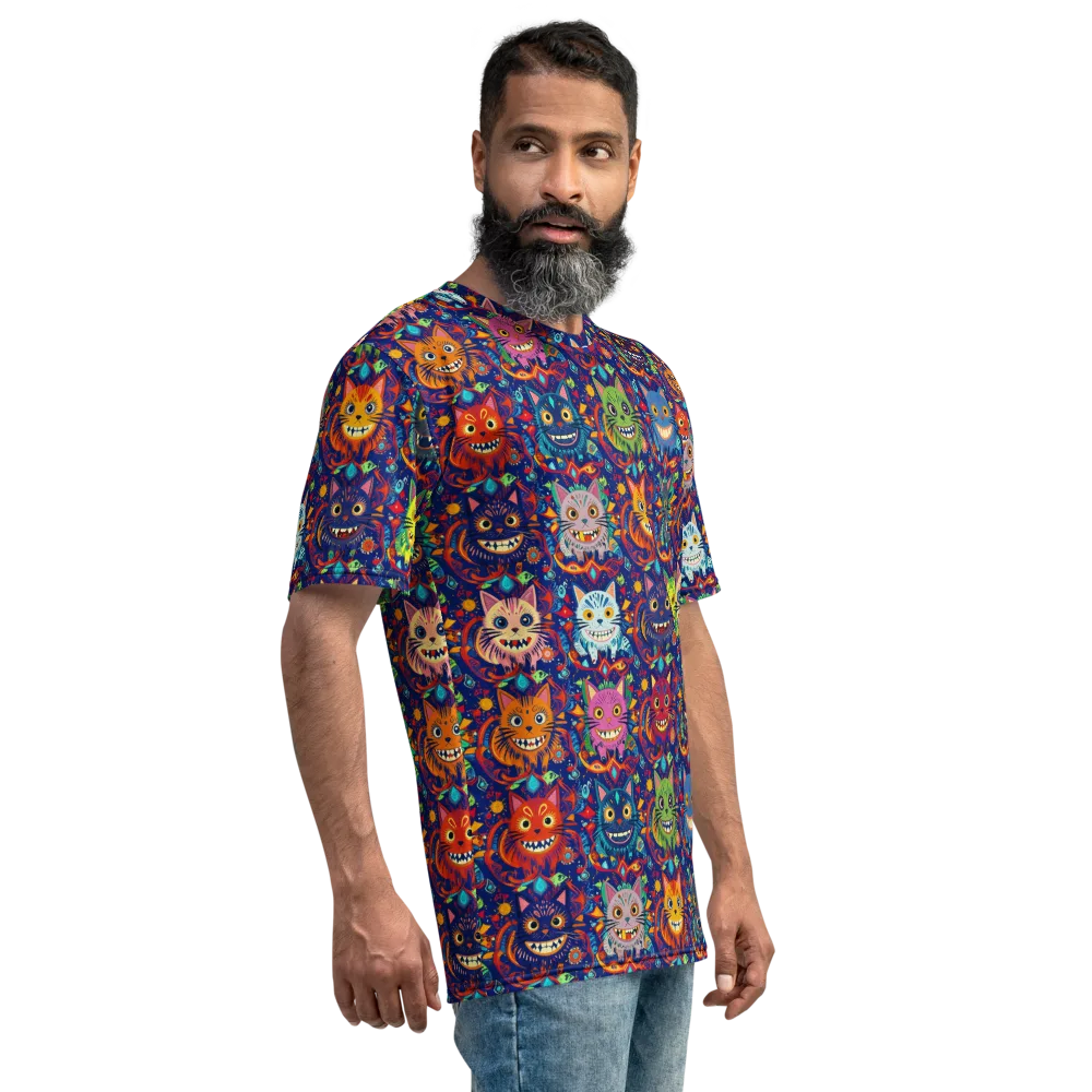Grinning Cat Carnival on Men's Crew Neck T-Shirt — Right