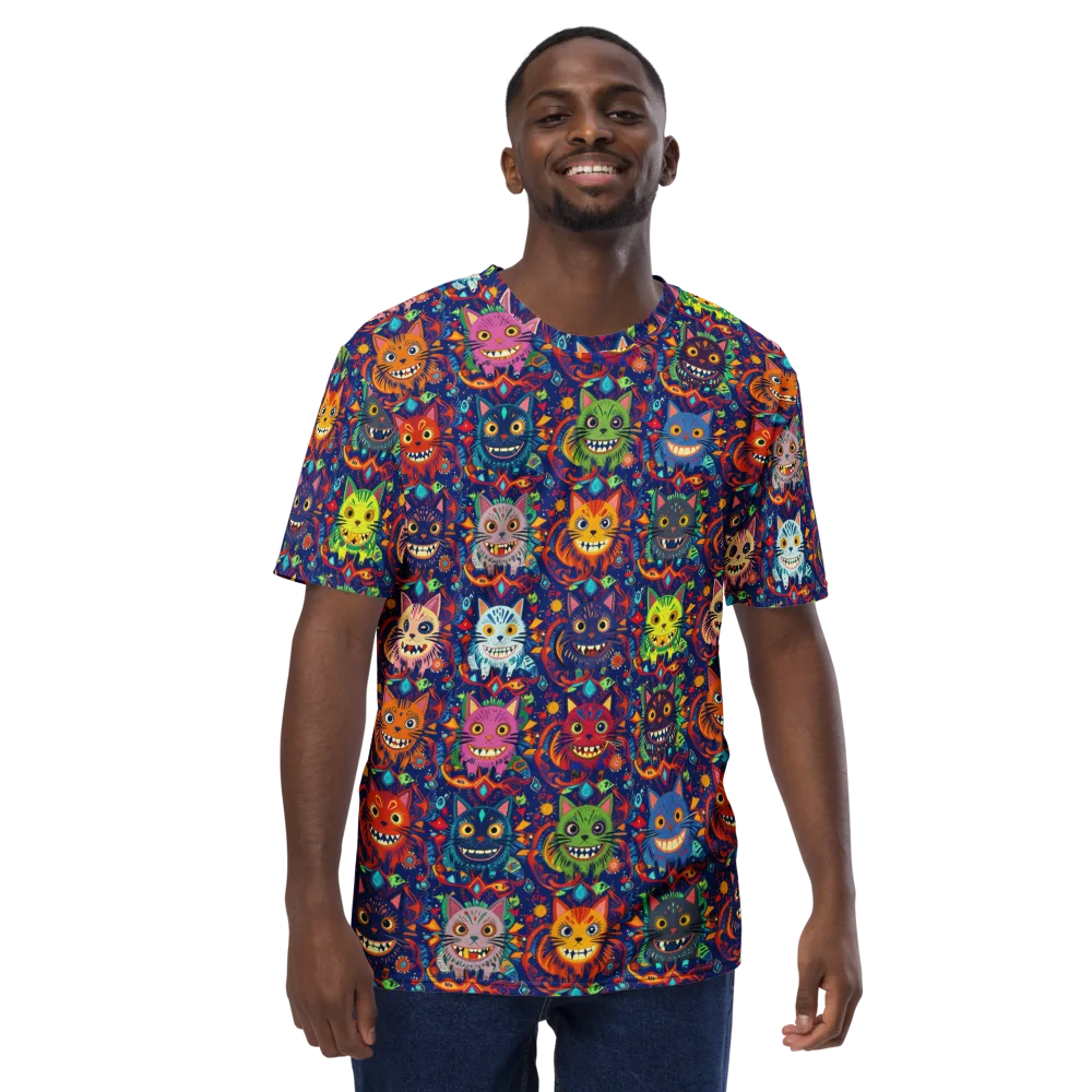 Grinning Cat Carnival on Men's Crew Neck T-Shirt — Front