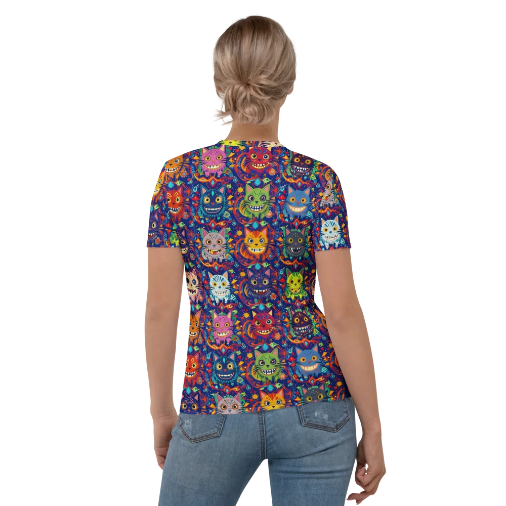 Grinning Cat Carnival on Women's Crew Neck T-Shirt — Back