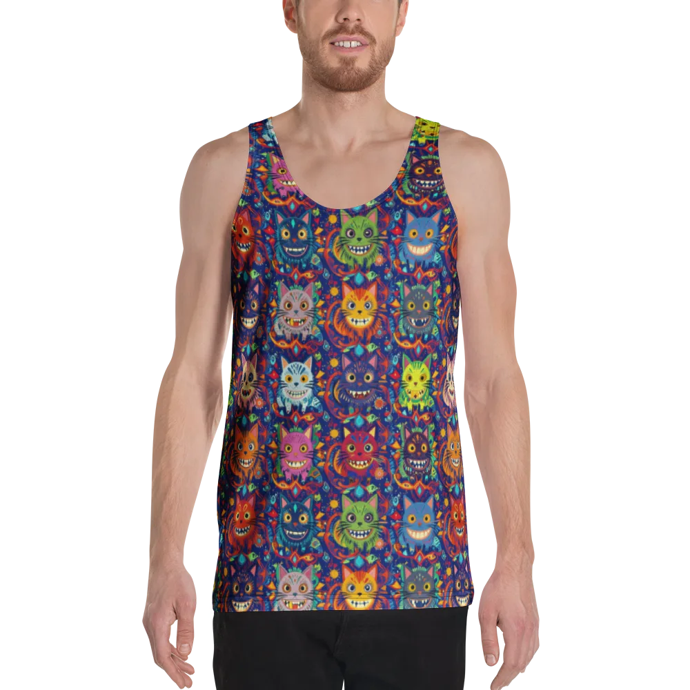 Grinning Cat Carnival on Men's Tank Top — Front