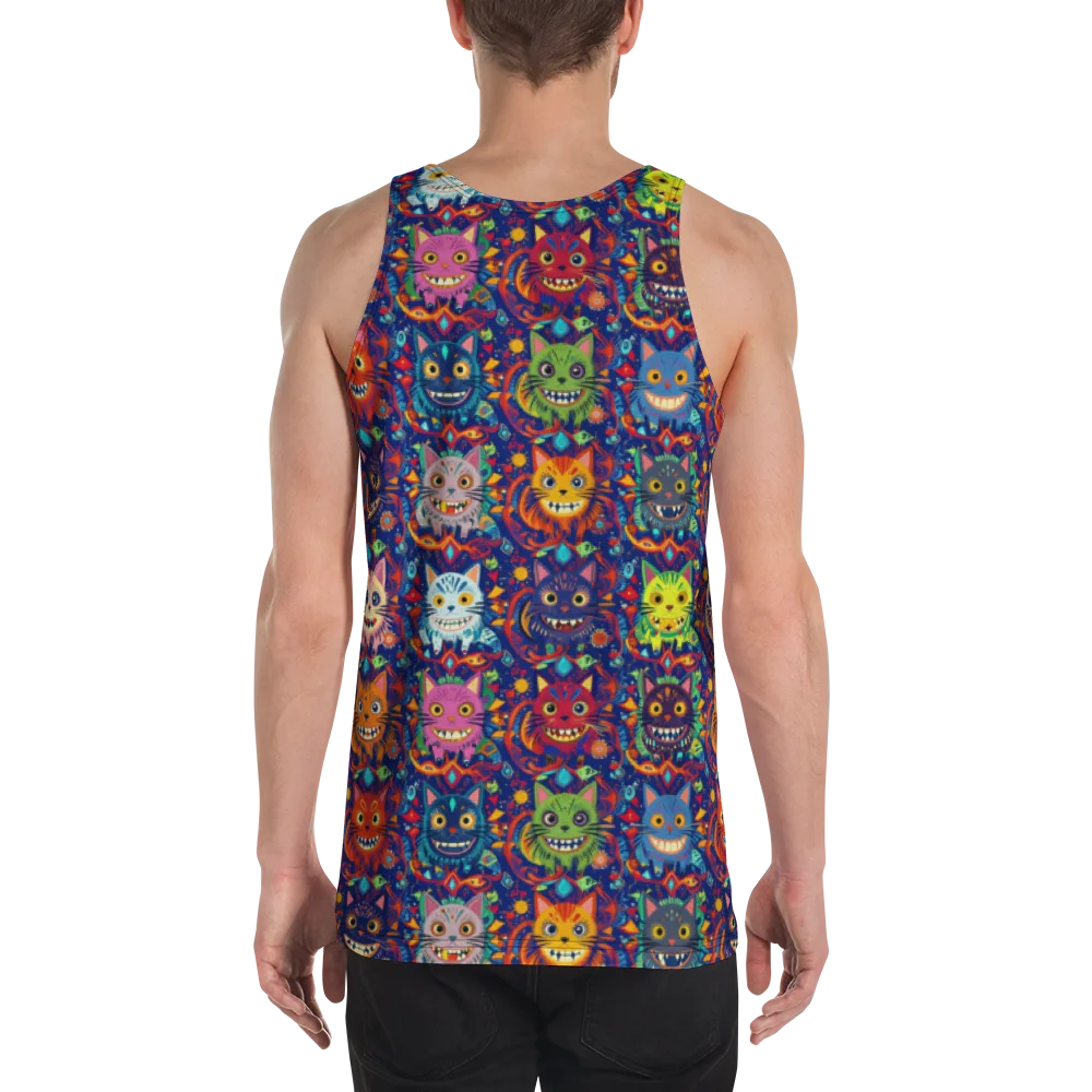 Grinning Cat Carnival on Men's Tank Top — Back