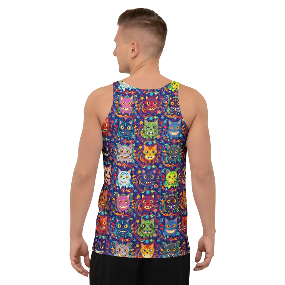 Grinning Cat Carnival on Men's Tank Top — Back