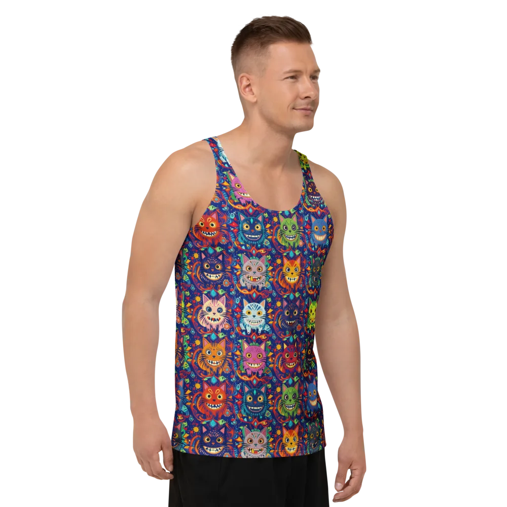 Grinning Cat Carnival on Men's Tank Top — Right Front