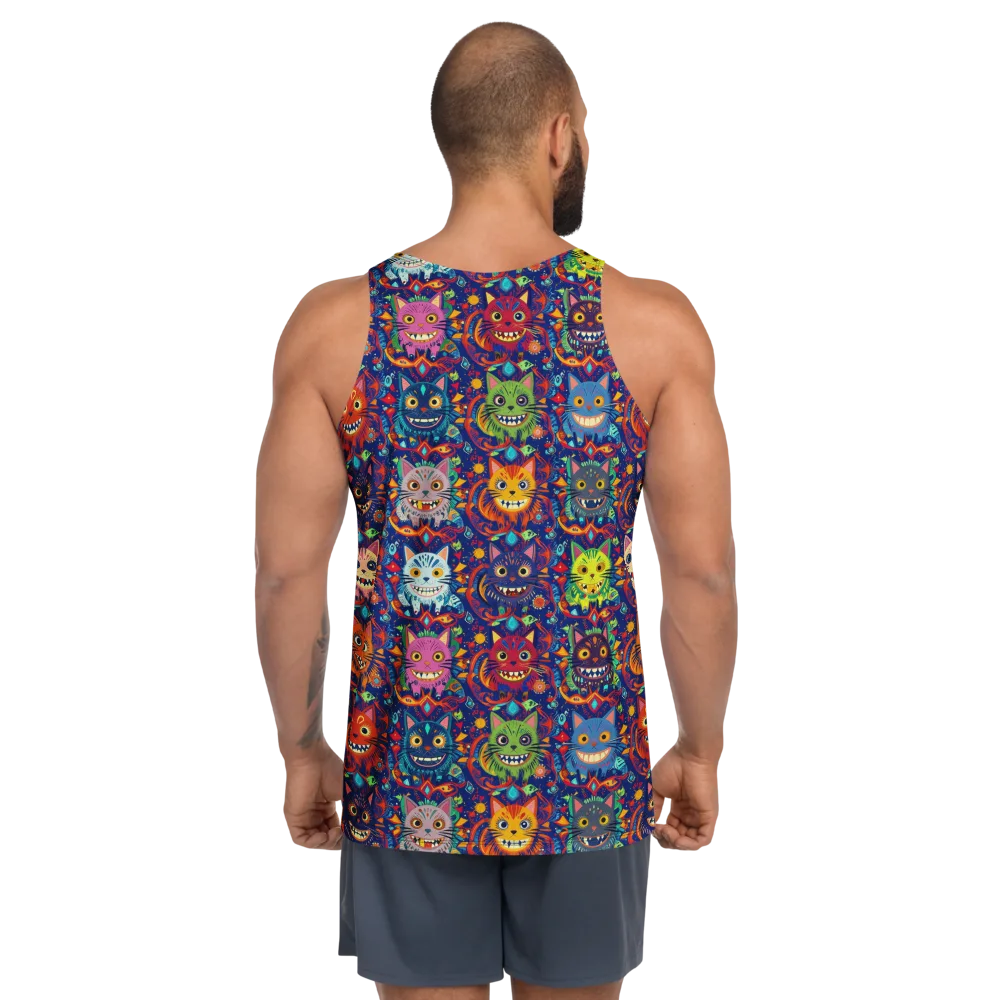 Grinning Cat Carnival on Men's Tank Top — Back