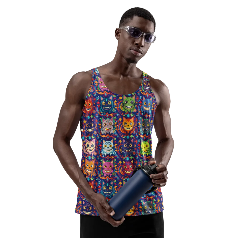 Grinning Cat Carnival on Men's Tank Top — Front