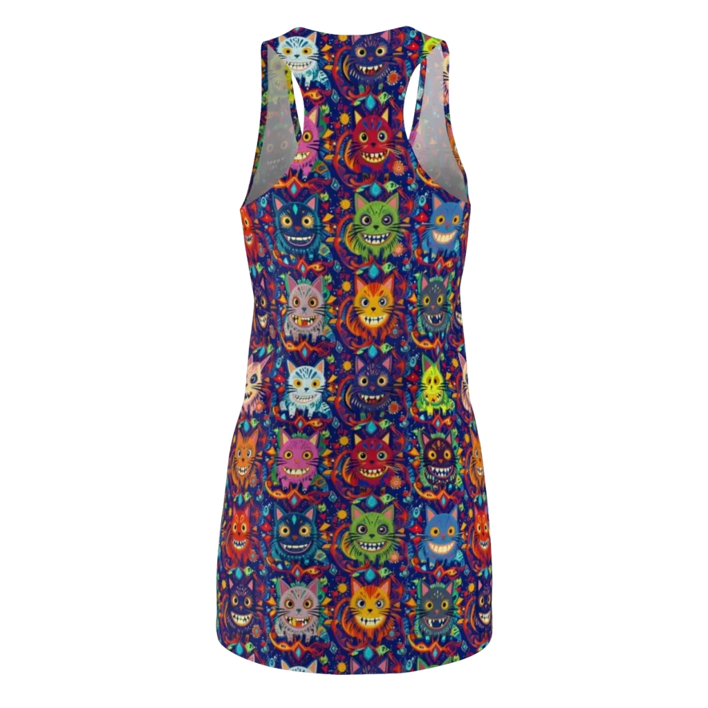 Grinning Cat Carnival on Racerback Dress — Back