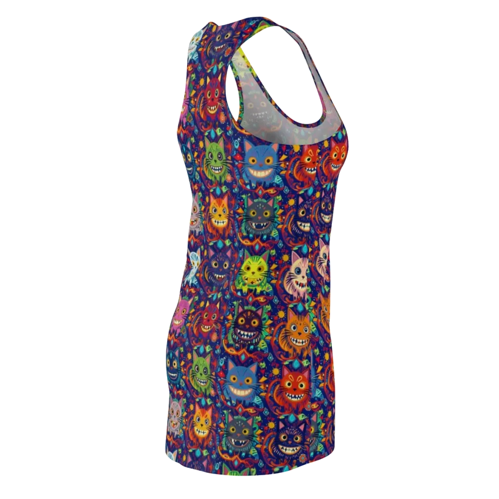 Grinning Cat Carnival on Racerback Dress — Back Side
