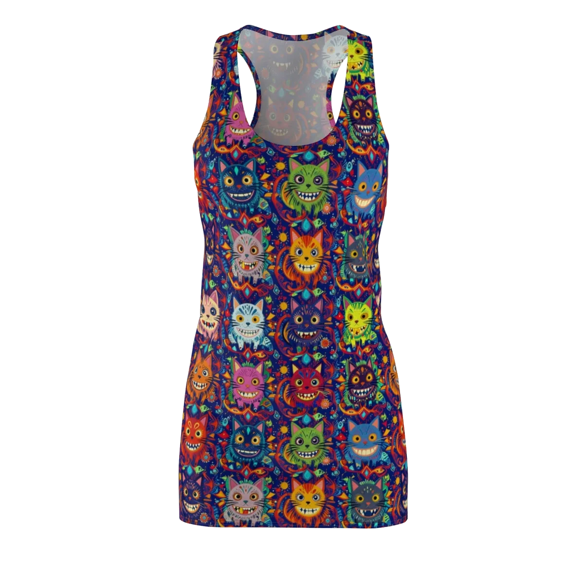 Grinning Cat Carnival on Racerback Dress — Front