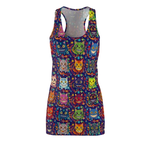 Grinning Cat Carnival on a Racerback Dress