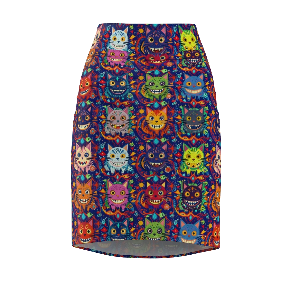 Grinning Cat Carnival on Pencil Skirt — Front