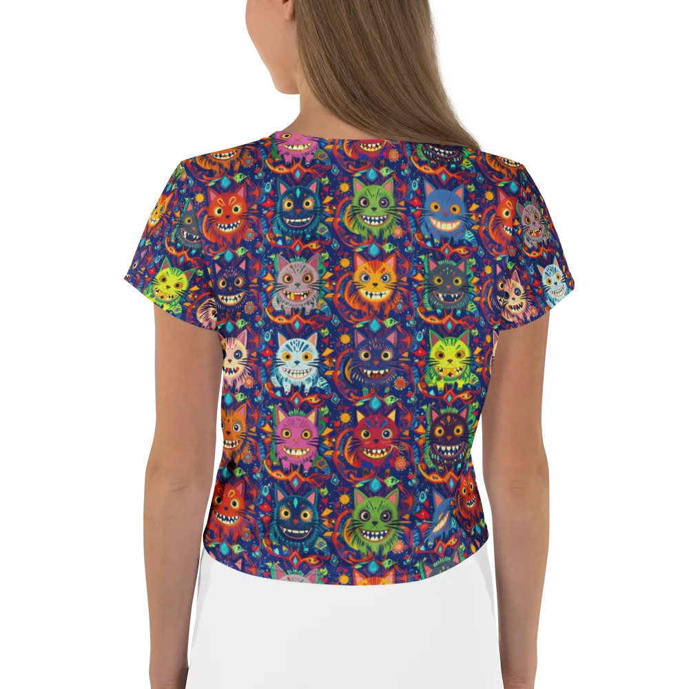 Grinning Cat Carnival on Crop Tee — Back