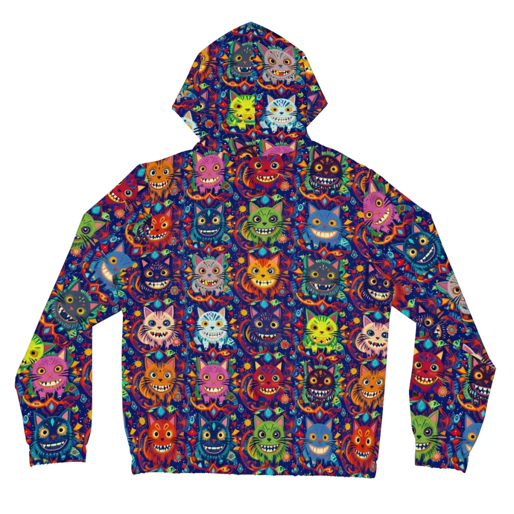 Grinning Cat Carnival on Women's Full-Zip Hoodie — Back