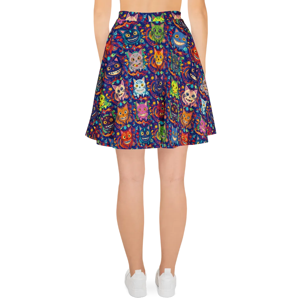 Grinning Cat Carnival on Skater Skirt — Back