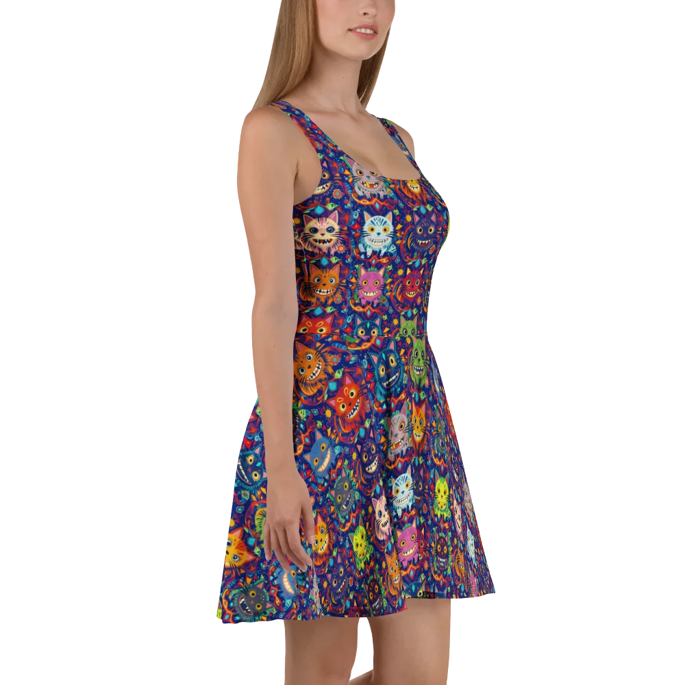 Grinning Cat Carnival on Skater Dress — Right