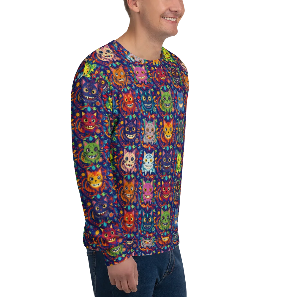 Grinning Cat Carnival on Sweatshirt — Right Front