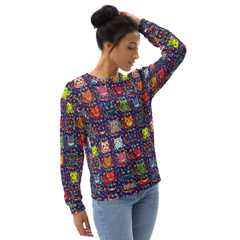 Grinning Cat Carnival on Sweatshirt — Right Front