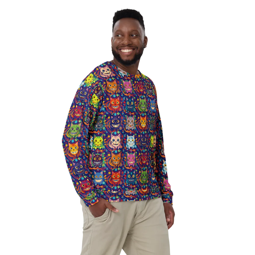 Grinning Cat Carnival on Sweatshirt — Front