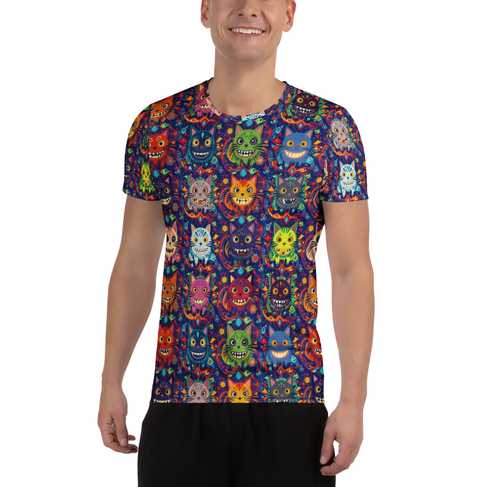 Grinning Cat Carnival on Men's Athletic T-Shirt — Front