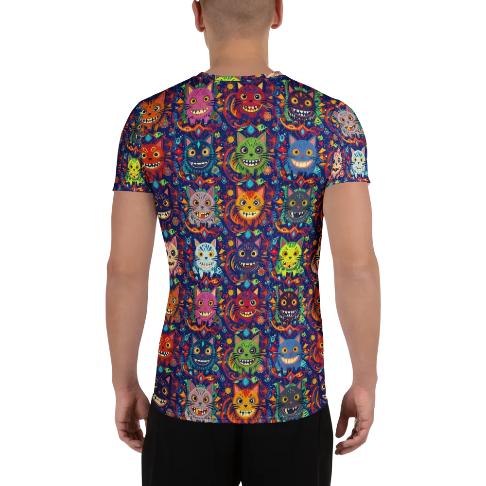 Grinning Cat Carnival on Men's Athletic T-Shirt — Back