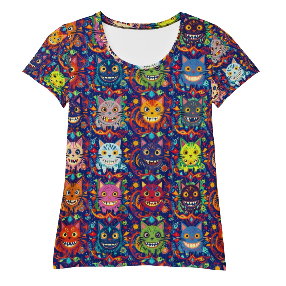 Grinning Cat Carnival on Women's Athletic T-Shirt — Front