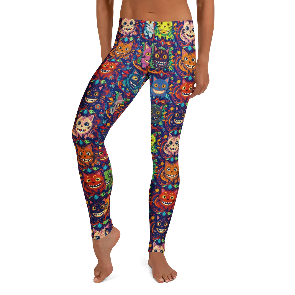 Grinning Cat Carnival on Leggings — Front
