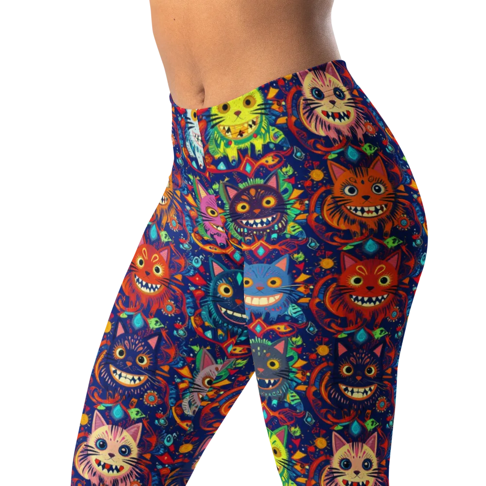 Grinning Cat Carnival on Leggings — Left Front