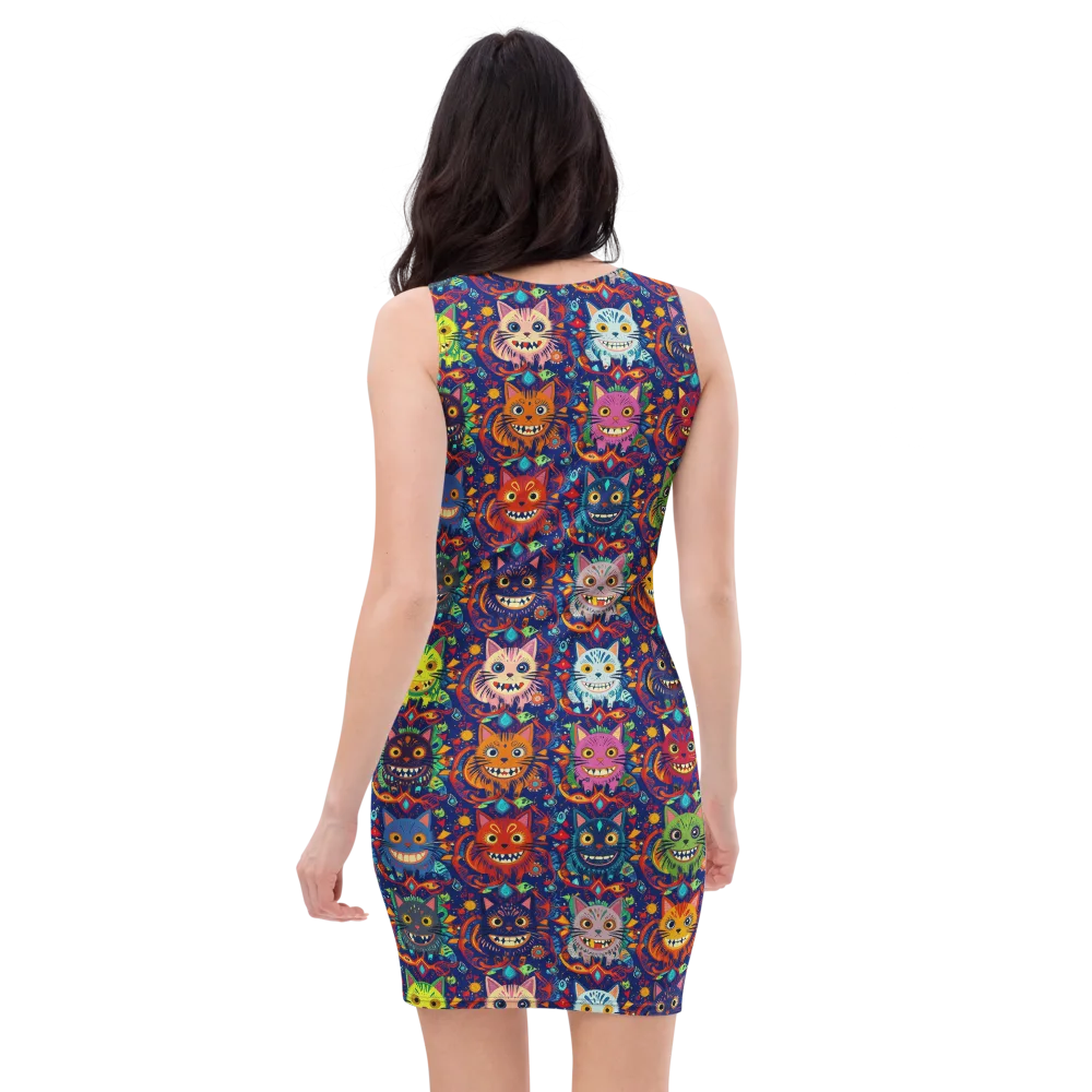 Grinning Cat Carnival on Bodycon Dress — Back