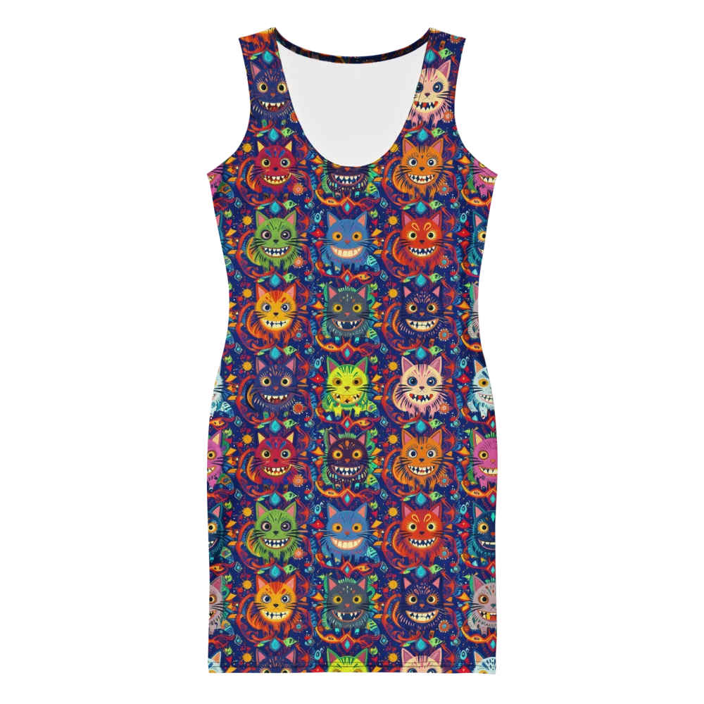 Grinning Cat Carnival on Bodycon Dress — Front