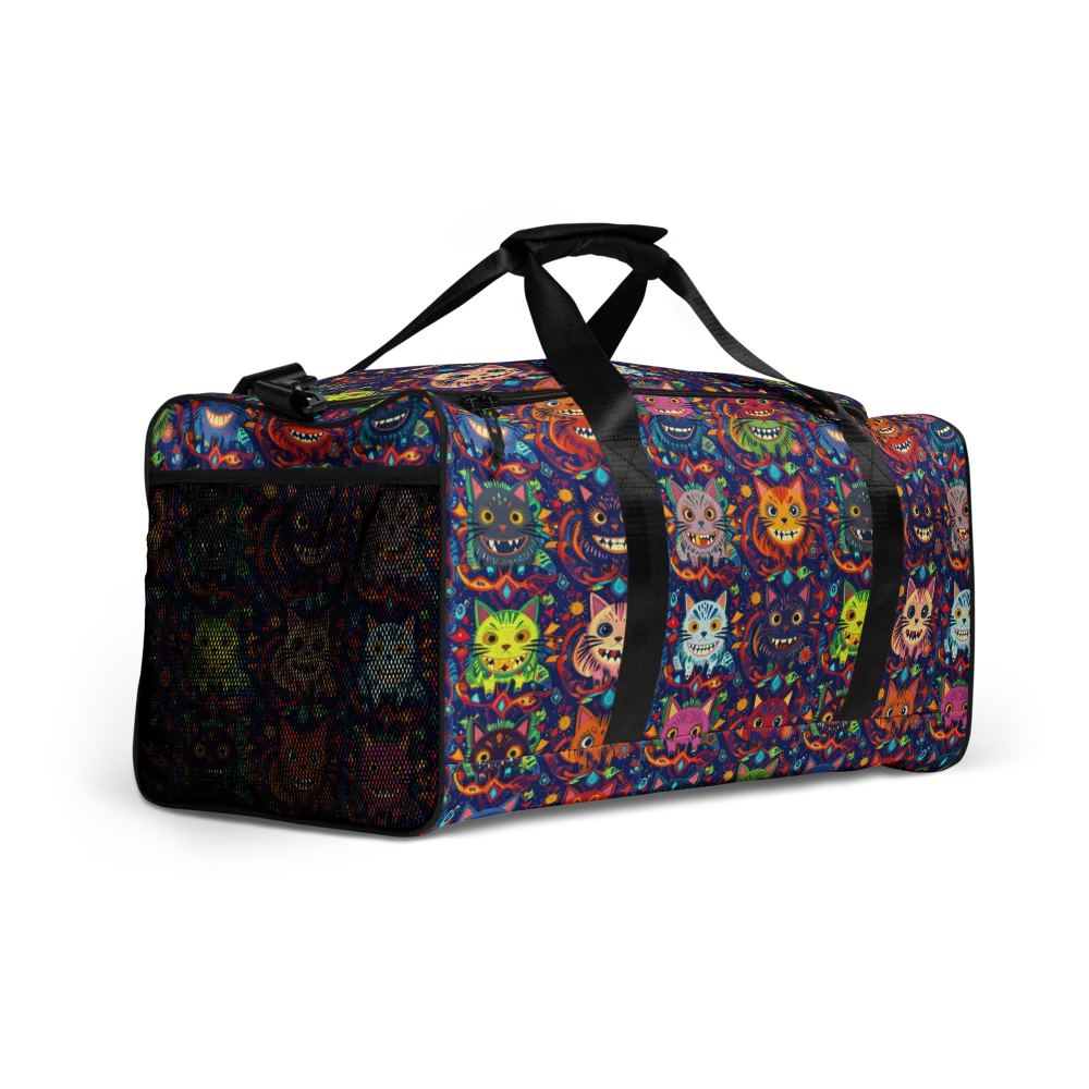 Grinning Cat Carnival on Duffle Bag — Right Front