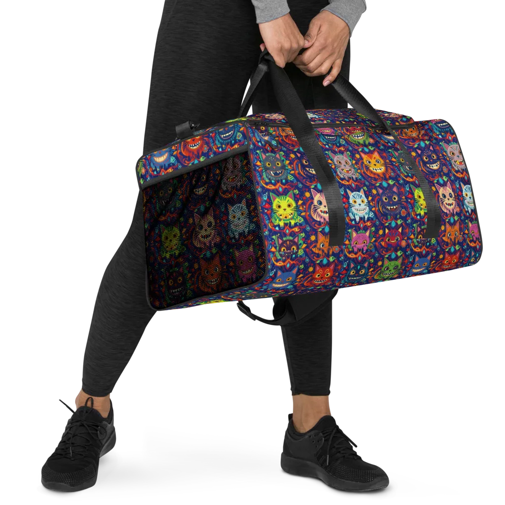 Grinning Cat Carnival on Duffle Bag — Right Front