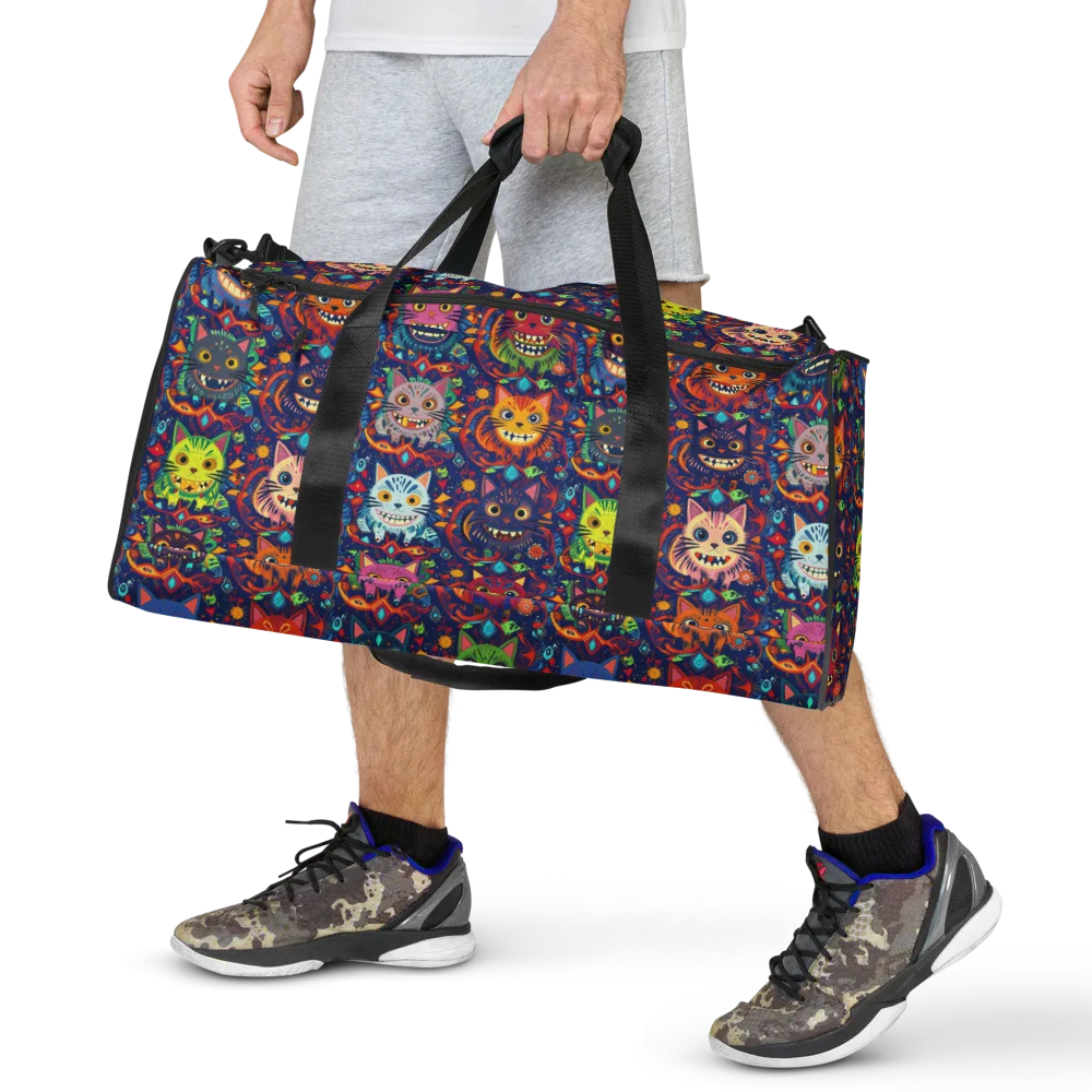 Grinning Cat Carnival on Duffle Bag — Front
