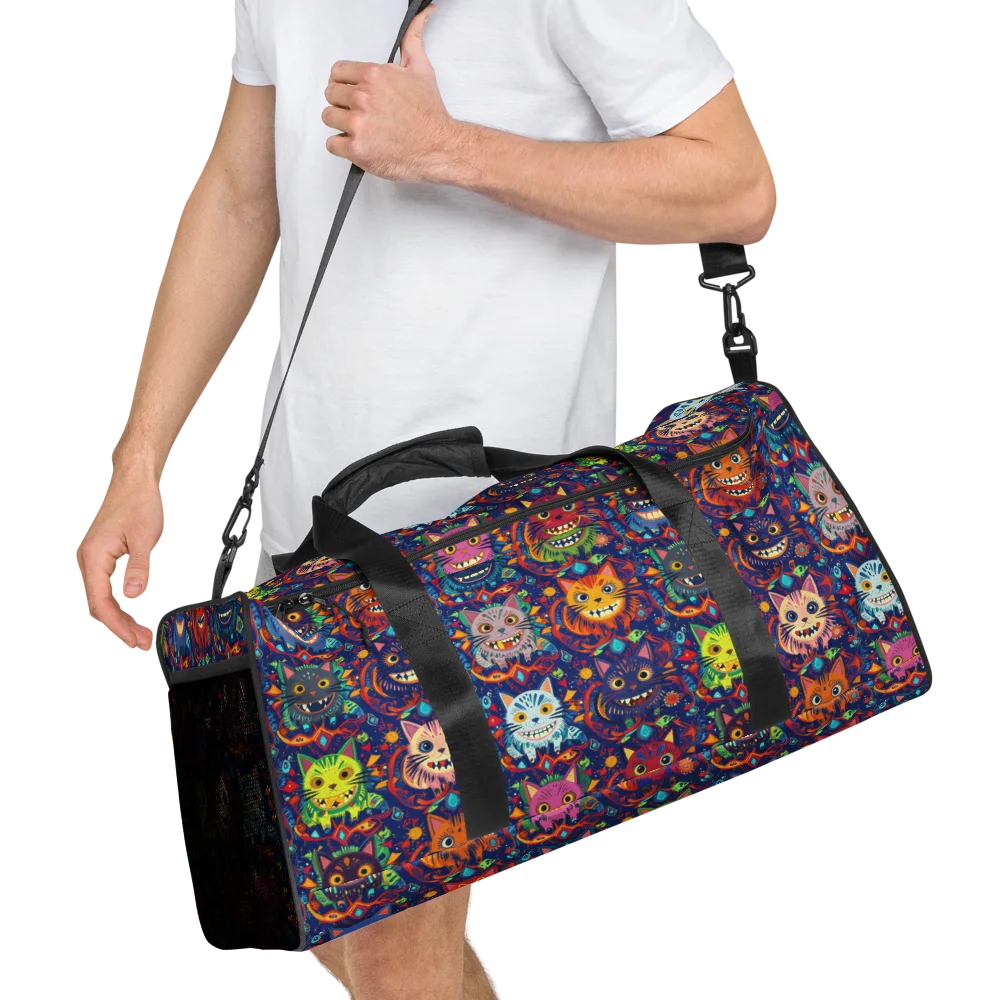 Grinning Cat Carnival on Duffle Bag — Right Front