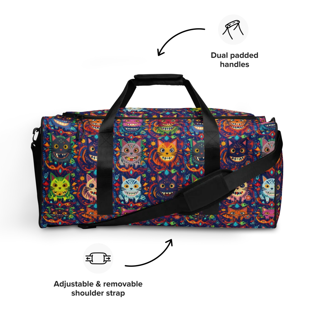 Grinning Cat Carnival on Duffle Bag — Front