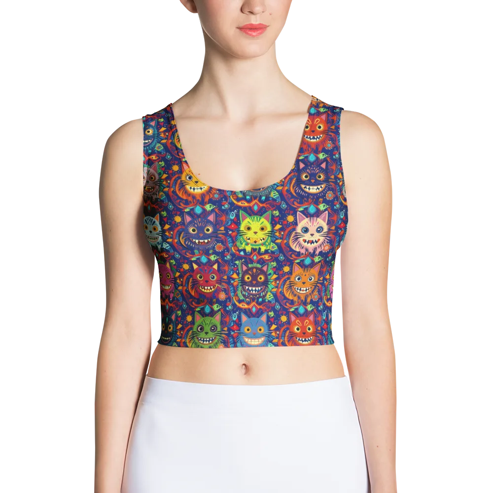 Grinning Cat Carnival on Crop Top — Front