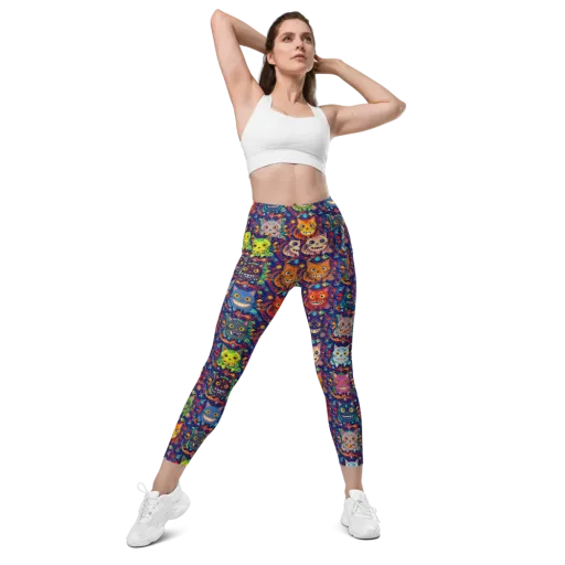 Grinning Cat Carnival on a Leggings with Pockets